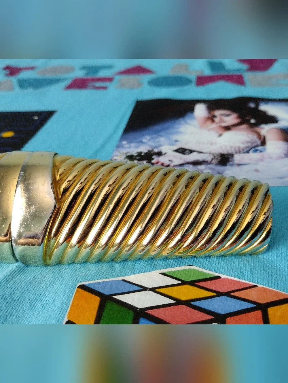 Accessocraft N.Y.C. 80s Gold-Tone Ribbed Belt Buckle
